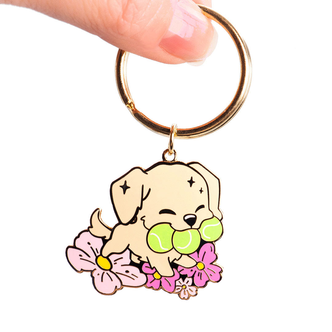 Golden Retriever Tennis Balls Enamel Keychain  Flair Fighter   
