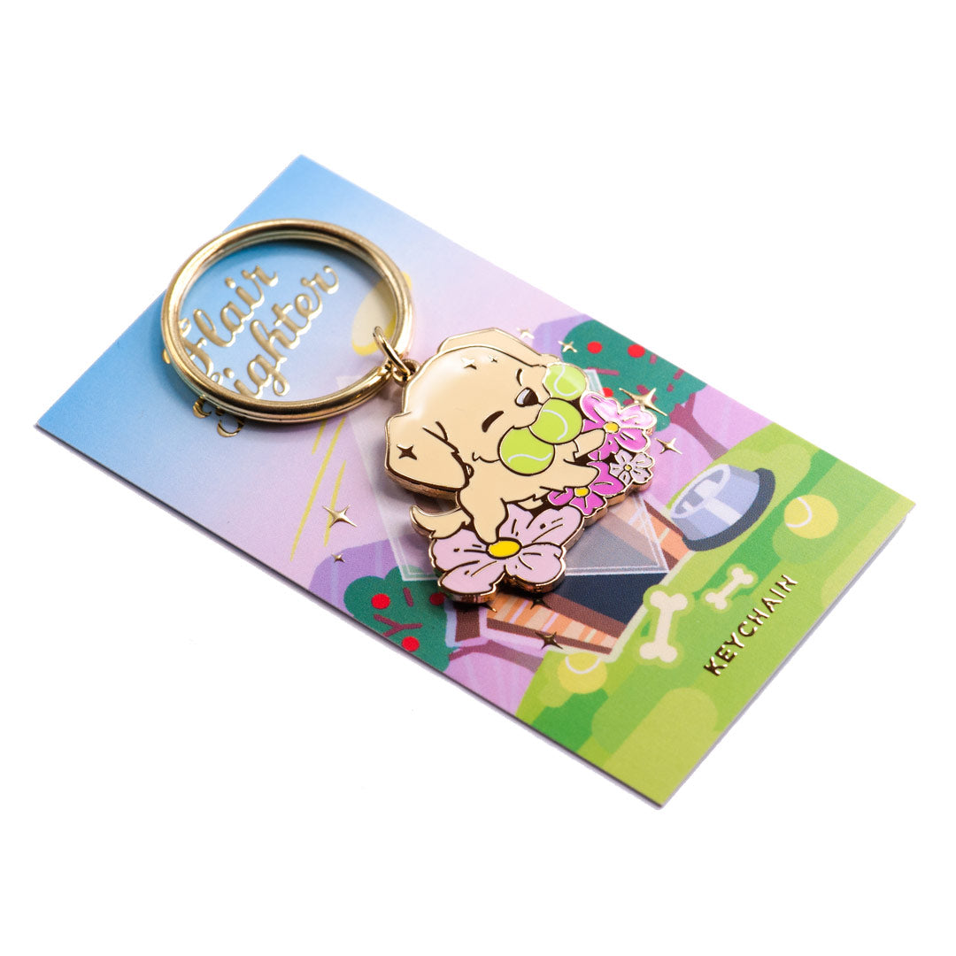 Golden Retriever Tennis Balls Enamel Keychain  Flair Fighter   