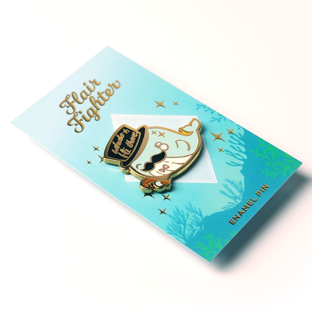 "Whale Hi There" Gentleman Whale Enamel Pin Brooches & Lapel Pins Flair Fighter   