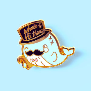 "Whale Hi There" Gentleman Whale Enamel Pin Brooches & Lapel Pins Flair Fighter   