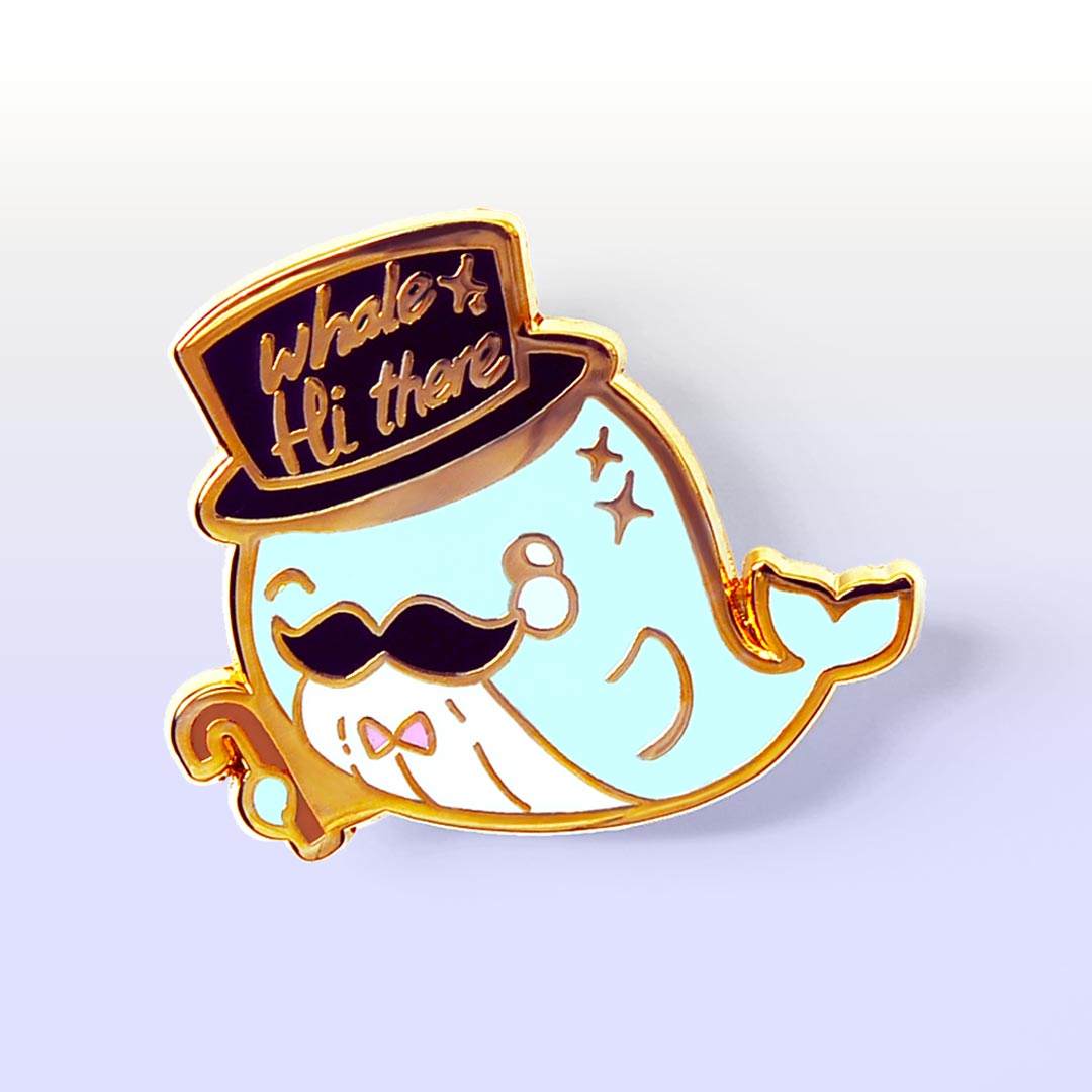 Hi There" Whale Cute Hard Enamel Lapel Pin Flair Fighter